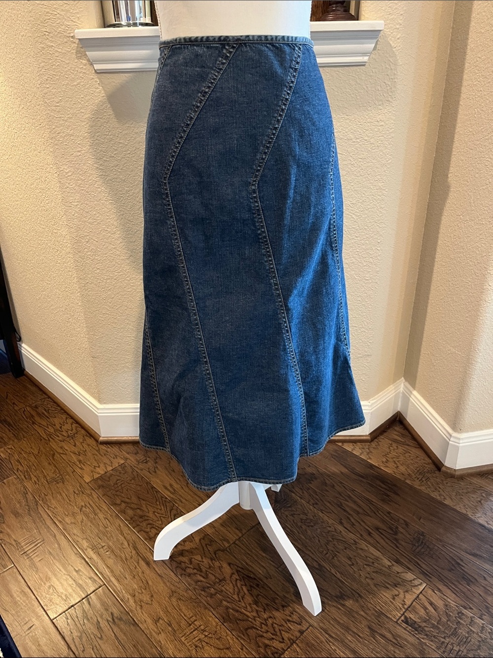 Vintage Susan Bristol Denim A-Line Midi Skirt Size 8